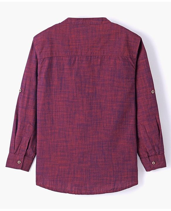 Pine Kids Cotton Full Sleeves Solid Shirt - Maroon