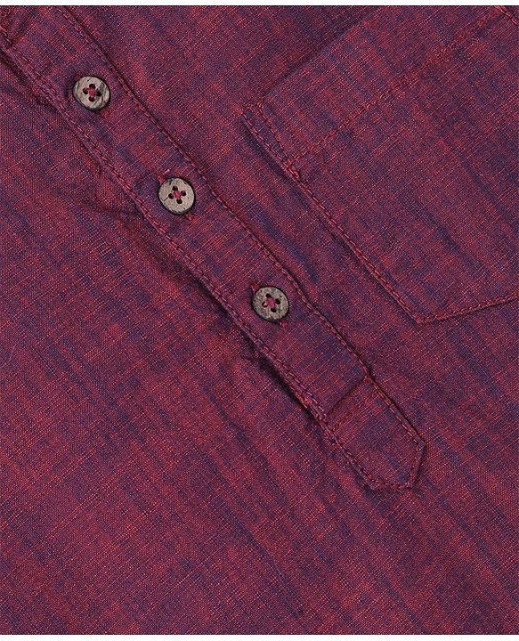 Pine Kids Cotton Full Sleeves Solid Shirt - Maroon