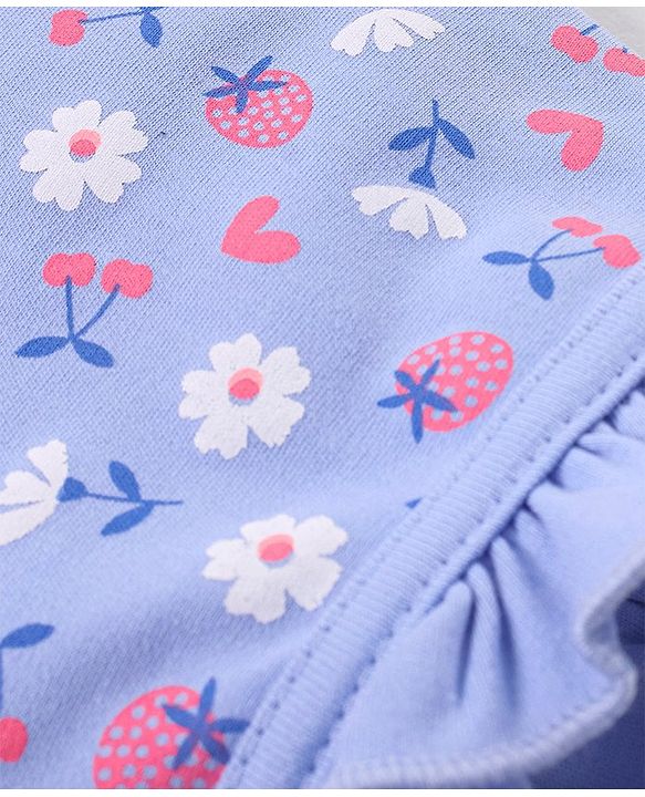 Babyhug Cotton Caps Floral Print Pack of 2 - Blue & Pink