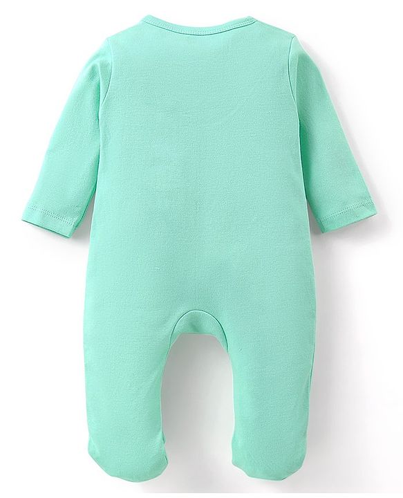 Babyhug Cotton Knit  Full Sleeves Elephant & Polka Dots Printed Footed Sleepsuits Pack of 2 - Green & Pink