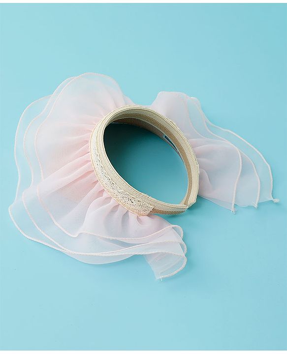 Babyhug Straw Hats With Net Frill & Lacework Applique  Pink - Diameter 37 cm