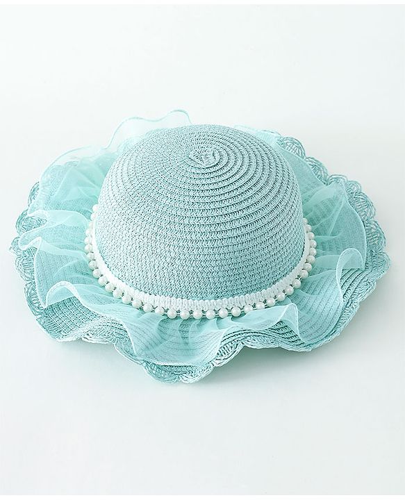 Babyhug Pearl Applique Straw Hat With Purse  Pink - Diameter 17.5 cm