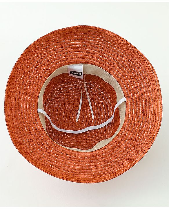 Babyhug Straw Hats With Bow Applique -Orange
