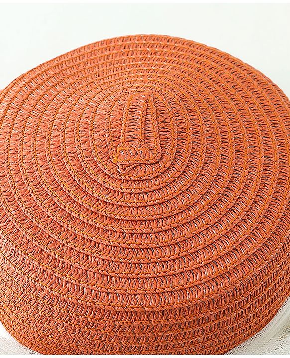 Babyhug Straw Hats With Bow Applique -Orange