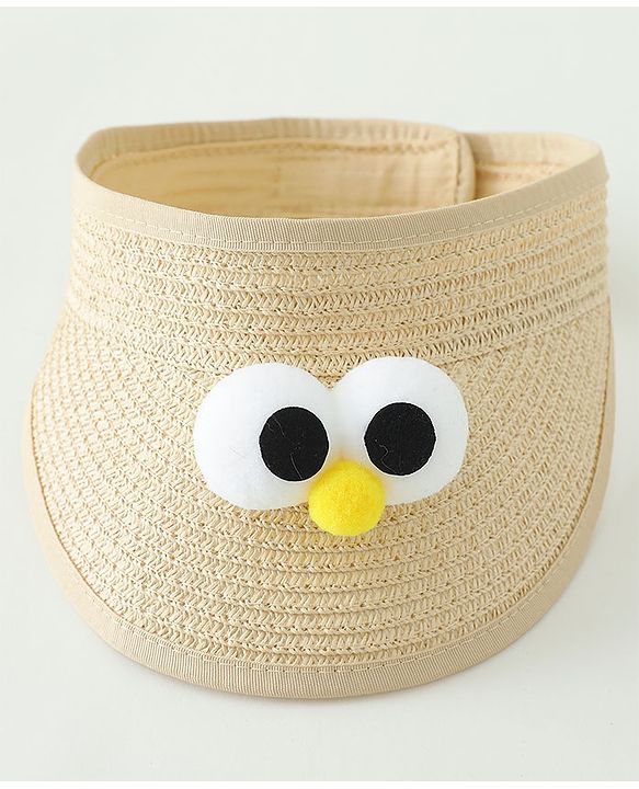 Babyhug Straw Hat With Face Applique & Purse Beige- Diameter 48 cm