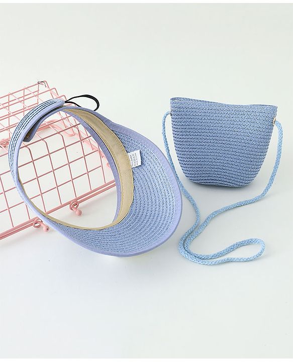 Babyhug Straw Hat With Face Applique & Purse Beige- Diameter 48 cm