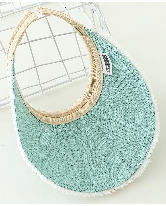 Babyhug Crochet Straw Hat With Bow   Green - Diameter 37 cm