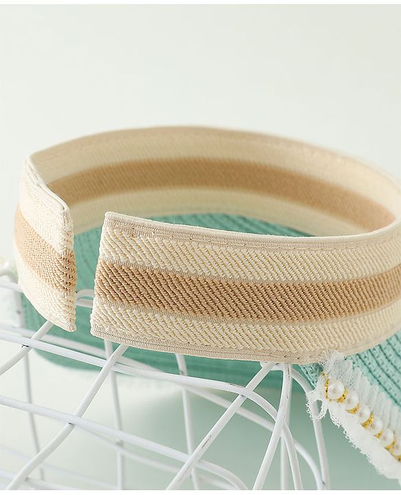 Babyhug Crochet Straw Hat With Bow   Green - Diameter 37 cm