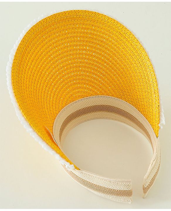 Babyhug Crochet Straw Hat With Bow Yellow -  Diameter 37 cm