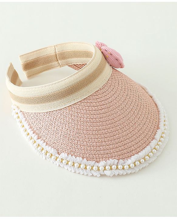 Babyhug Crochet Straw Hat With Bow  Pink -  Diameter 37 cm