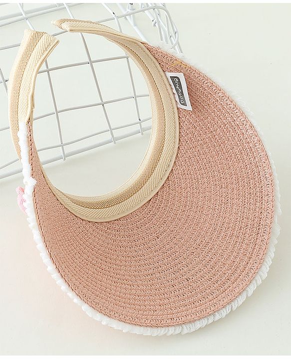 Babyhug Crochet Straw Hat With Bow  Pink -  Diameter 37 cm
