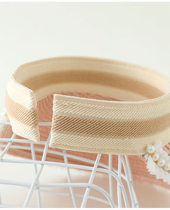 Babyhug Crochet Straw Hat With Bow  Pink -  Diameter 37 cm