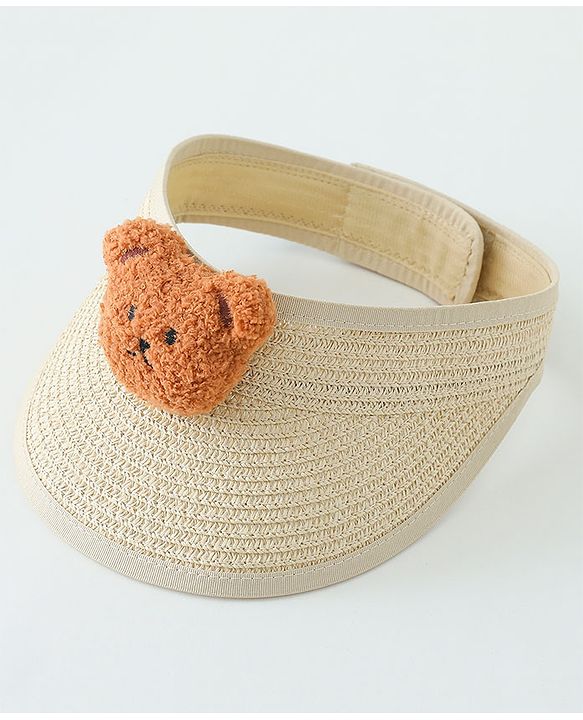 Babyhug Straw Hat With Bear Applique & Purse Beige - Diameter 48 cm