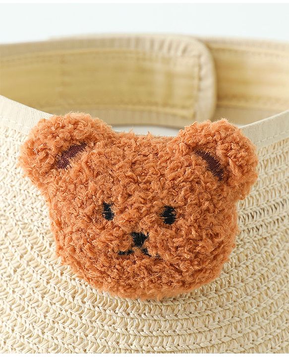 Babyhug Straw Hat With Bear Applique & Purse Beige - Diameter 48 cm