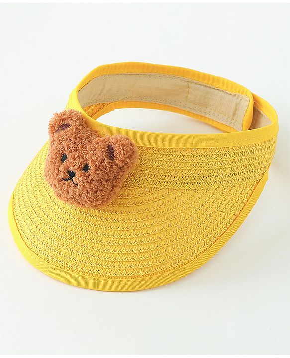 Babyhug Straw Hat With Bear Applique & Purse  Yellow - Diameter 48 cm