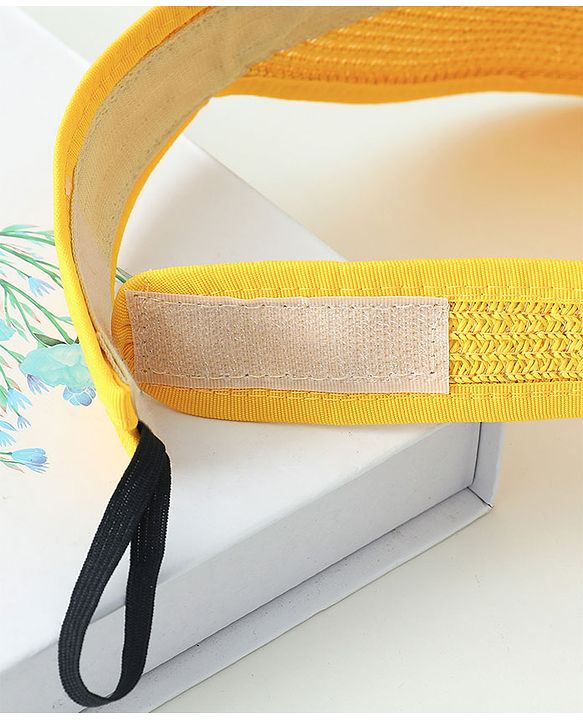 Babyhug Straw Hat With Bear Applique & Purse  Yellow - Diameter 48 cm