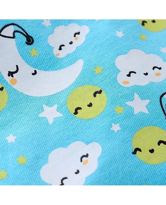 Babyhug Cotton Full Sleeves Night Suit Cloud & Moon Print- Blue