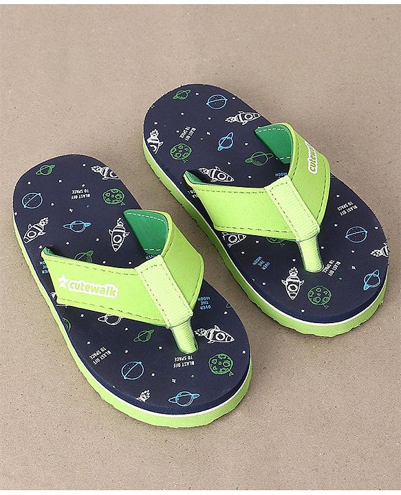 Cute Walk by Babyhug Flip Flops Space Print - Navy