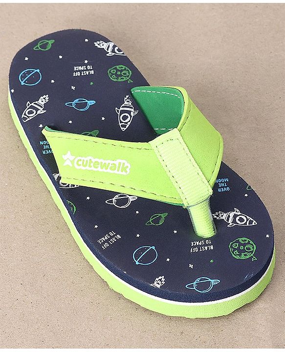 Cute Walk by Babyhug Flip Flops Space Print - Navy