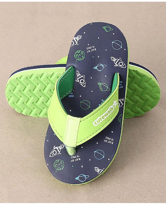 Cute Walk by Babyhug Flip Flops Space Print - Navy