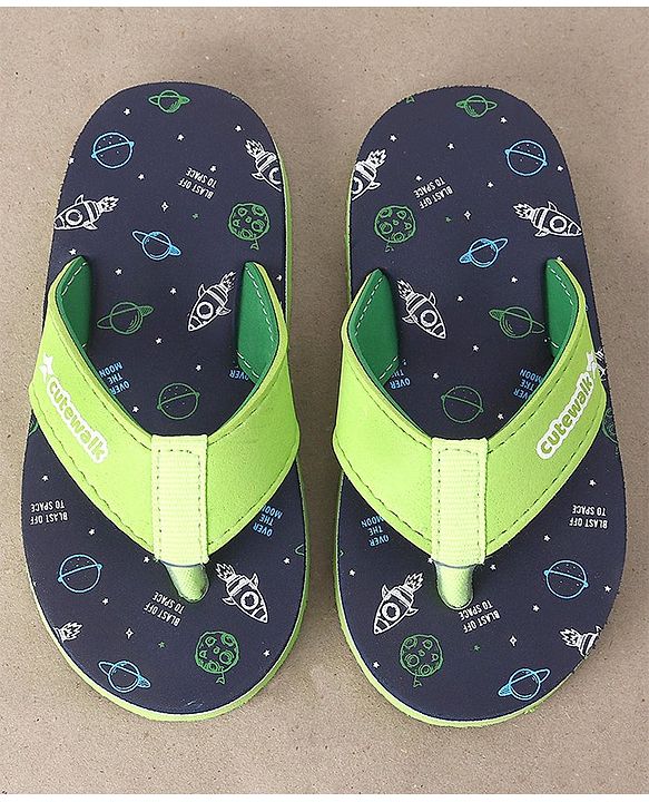 Cute Walk by Babyhug Flip Flops Space Print - Navy