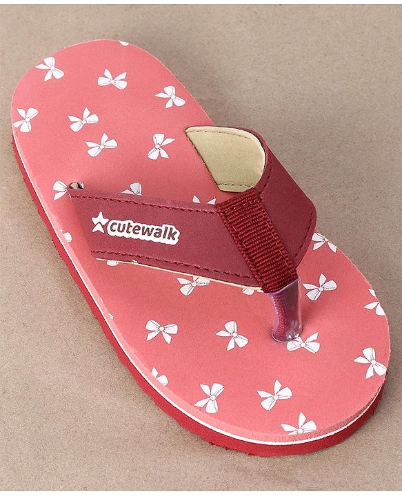 Cute Walk by Babyhug Slip On Flip Flops Bow Print - Pink
