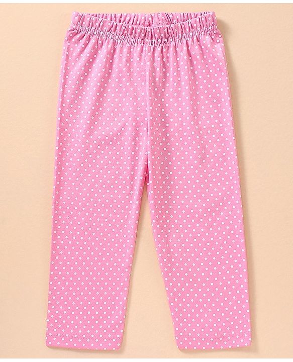 Babyhug Cotton Full Sleeves Night Suit Elephant & Dot Print- Grey Pink