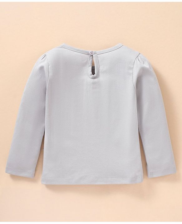 Babyhug Cotton Full Sleeves Night Suit Elephant & Dot Print- Grey Pink