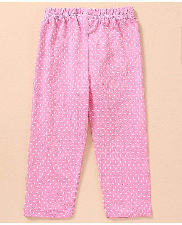 Babyhug Cotton Full Sleeves Night Suit Elephant & Dot Print- Grey Pink