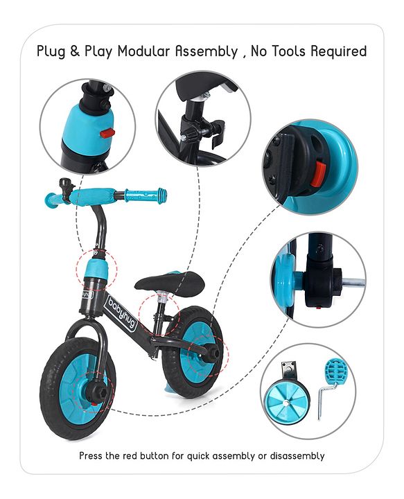 Babyhug Rover 4 in 1 Plug & Play Balance Bike - Blue