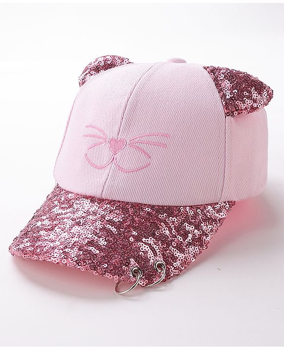 Babyhug Baseball Sequine Design Cap Red - Circumference 51 cm