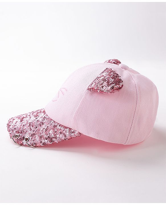 Babyhug Baseball Sequine Design Cap Red - Circumference 51 cm