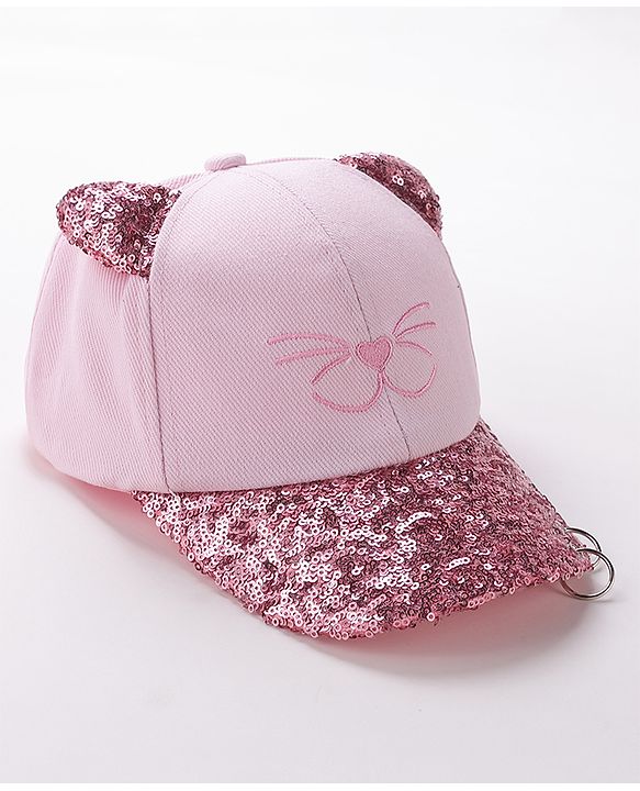 Babyhug Baseball Sequine Design Cap Red - Circumference 51 cm