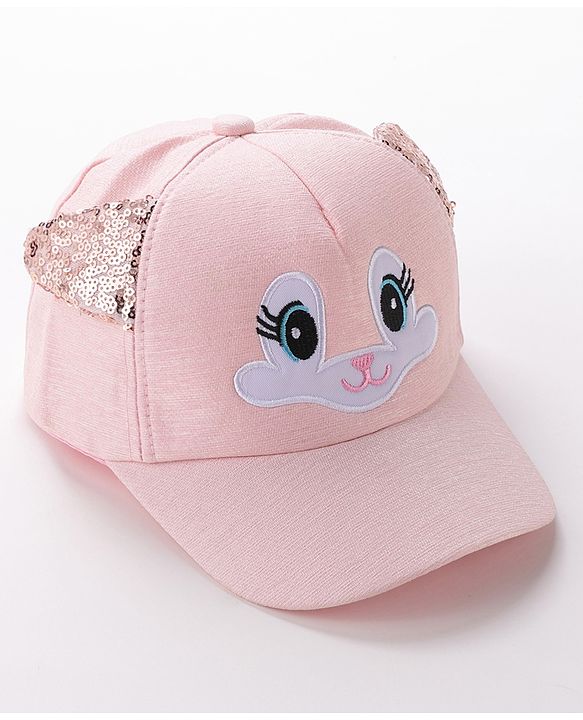 Babyhug Baseball Cap Ear Applique & Kitty Embroidery Pink- Cap Circumference 51 cm
