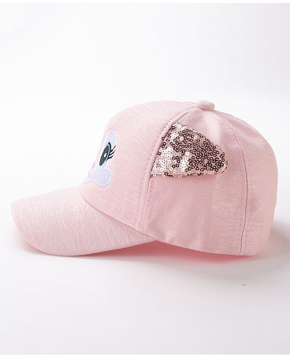 Babyhug Baseball Cap Ear Applique & Kitty Embroidery Pink- Cap Circumference 51 cm