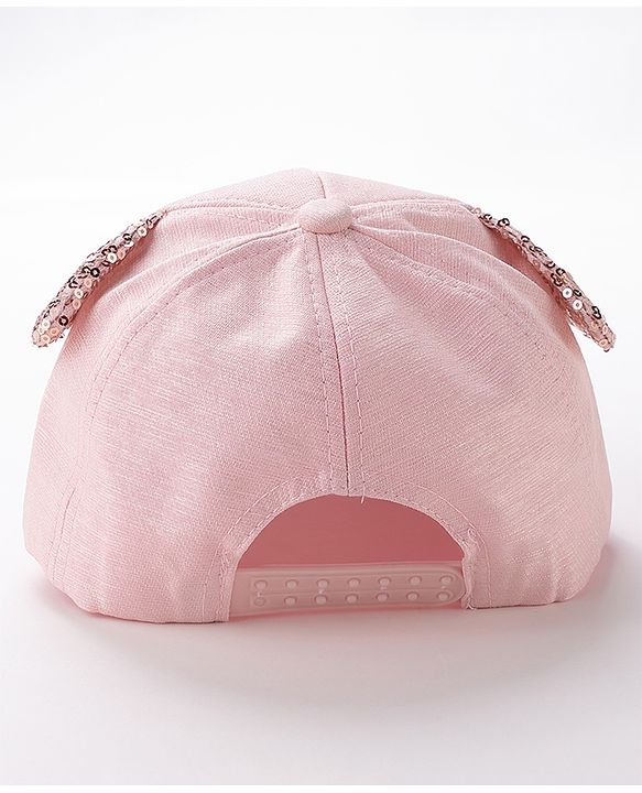 Babyhug Baseball Cap Ear Applique & Kitty Embroidery Pink- Cap Circumference 51 cm
