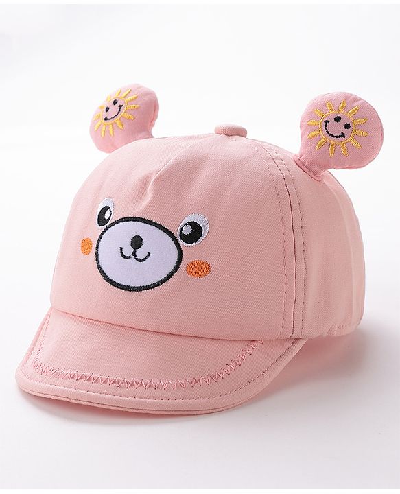 Babyhug Teddy Embroidered Baseball Cap Pink - Circumference 46 cm