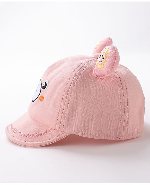 Babyhug Teddy Embroidered Baseball Cap Pink - Circumference 46 cm