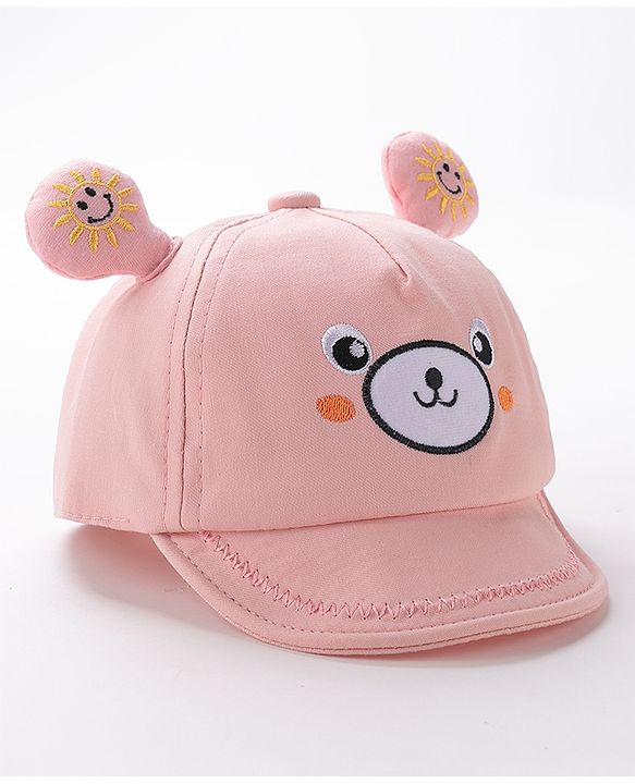 Babyhug Teddy Embroidered Baseball Cap Pink - Circumference 46 cm