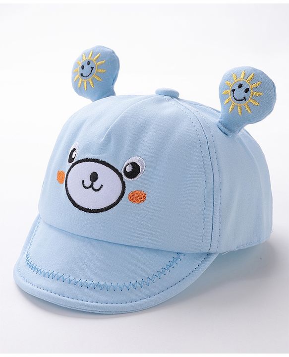 Babyhug Teddy Embroidered Baseball Cap Blue - Circumference 46 cm
