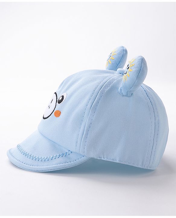 Babyhug Teddy Embroidered Baseball Cap Blue - Circumference 46 cm