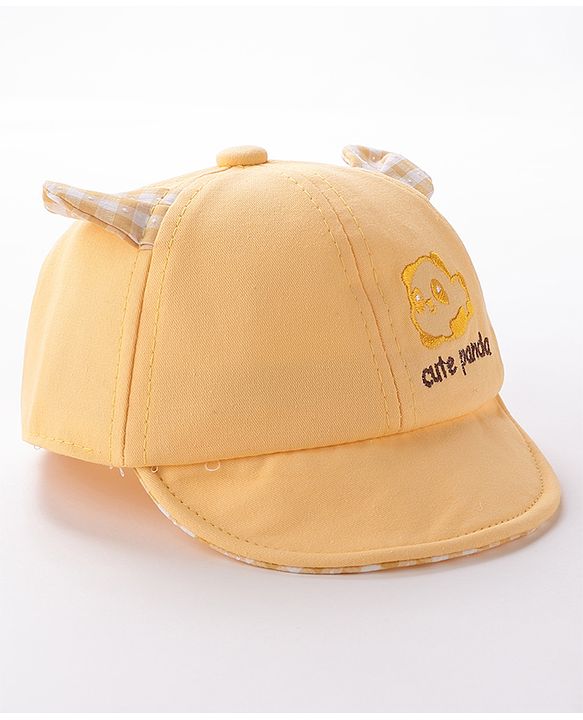 Babyhug Cute Panda Embroidered Baseball Cap Yellow - Circumference 46 cm