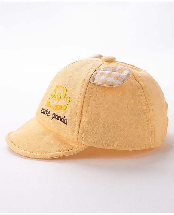 Babyhug Cute Panda Embroidered Baseball Cap Yellow - Circumference 46 cm