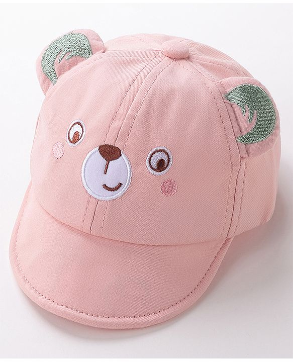 Babyhug Teddy Embroidered Baseball Cap Pink - Circumference 46 cm