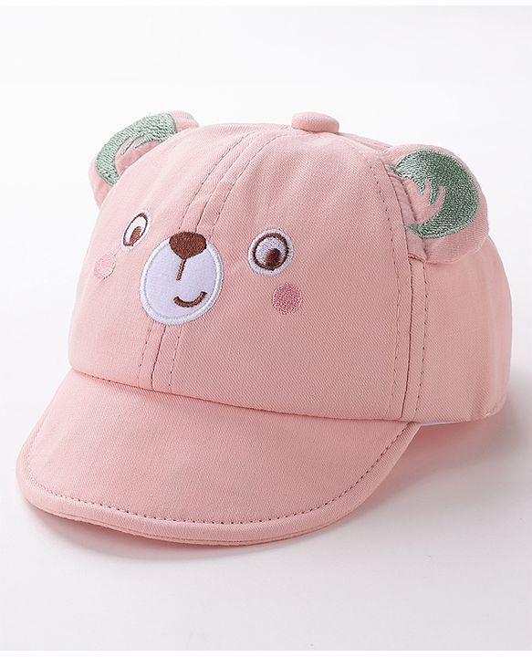 Babyhug Teddy Embroidered Baseball Cap Pink - Circumference 46 cm