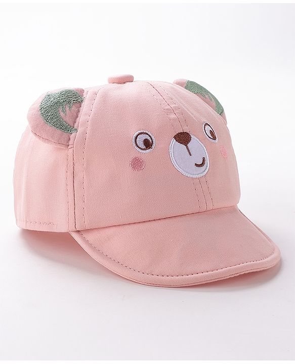 Babyhug Teddy Embroidered Baseball Cap Pink - Circumference 46 cm