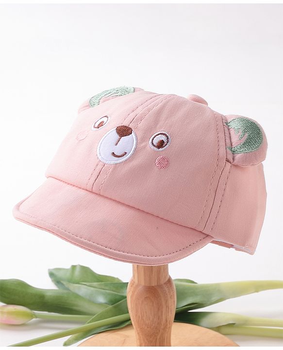 Babyhug Teddy Embroidered Baseball Cap Pink - Circumference 46 cm