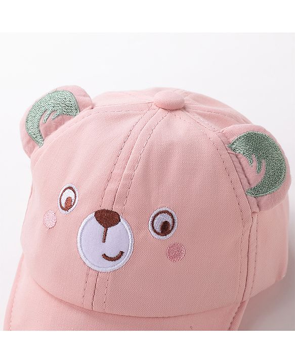 Babyhug Teddy Embroidered Baseball Cap Pink - Circumference 46 cm