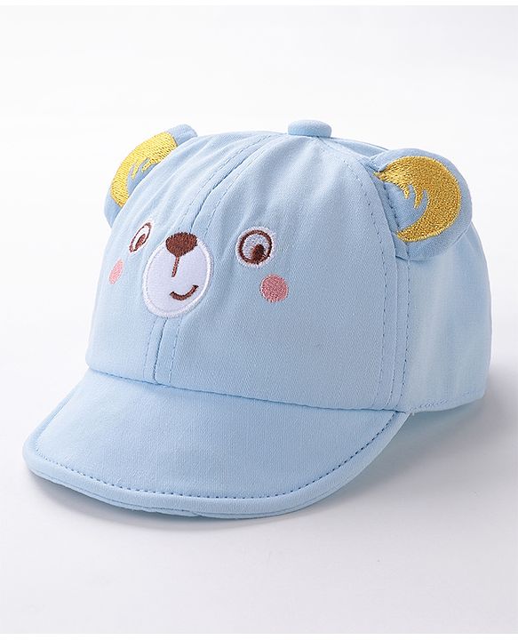 Babyhug Teddy Embroidered Baseball Cap Blue - Circumference 46 cm
