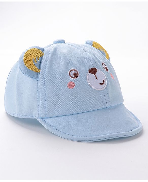 Babyhug Teddy Embroidered Baseball Cap Blue - Circumference 46 cm